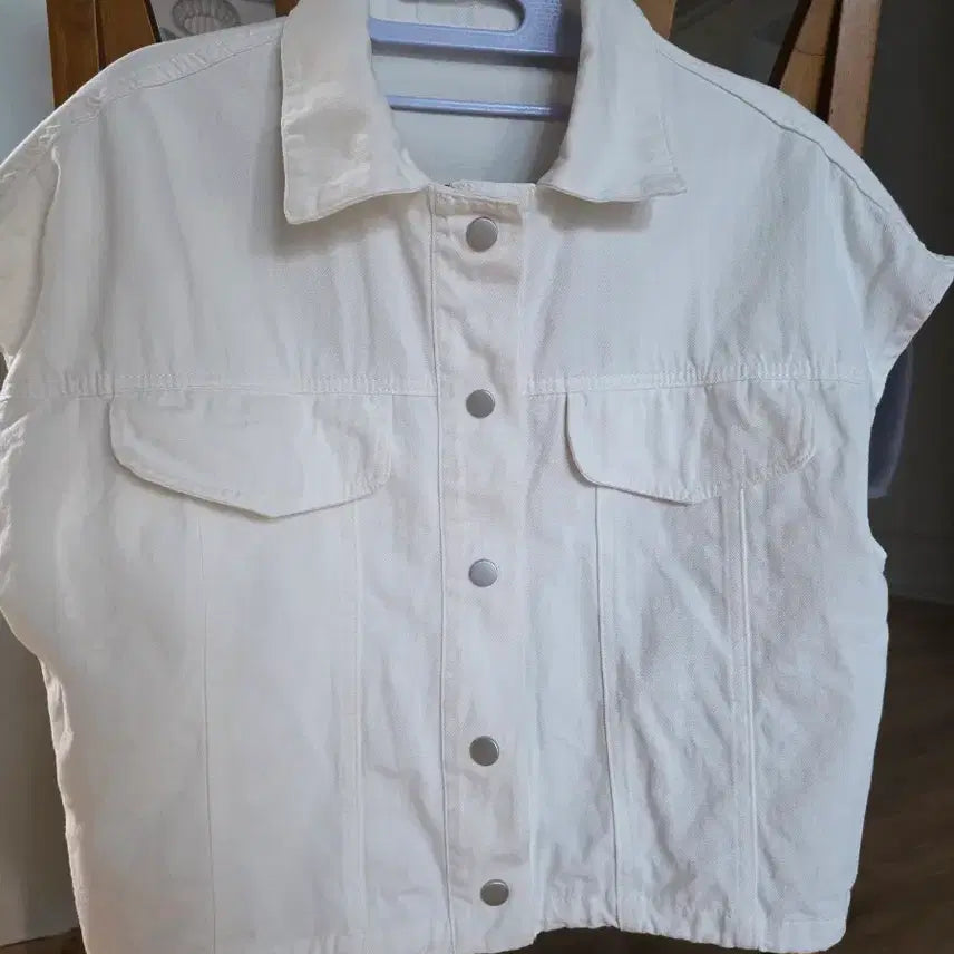 [BUNJANG] Ivory Denim Sleeveless Jacket Vest / 아이보리데님 민소매자켓,조끼