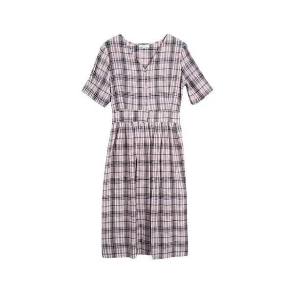 [BUNJANG] Women's Short-Sleeve Checkered Dress - Cool Fabric / 여성F/ 시원소재 반팔 체크 원피스 PK 37-5