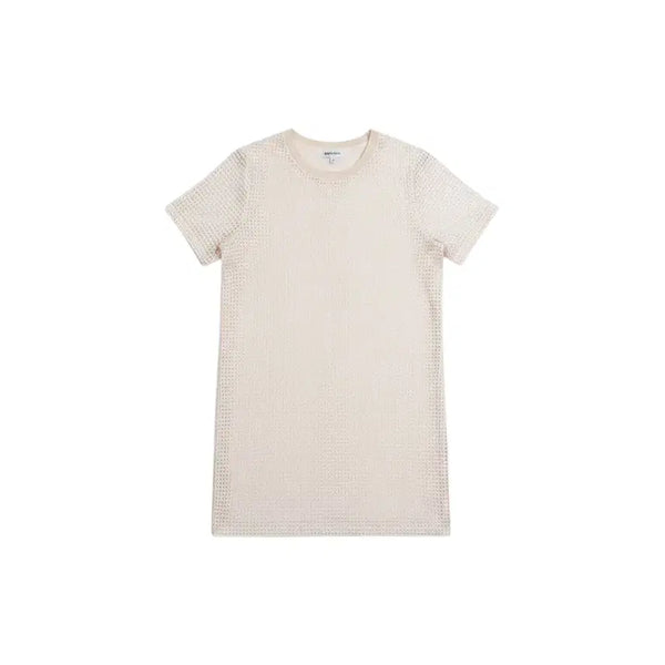 [BUNJANG] Women's Waffle Knit Checked Round Neck Short Sleeve Dress (Ivory) / 여성F/ 와플 짜임 체크드 라운드넥 반팔 원피스 IV 37-9