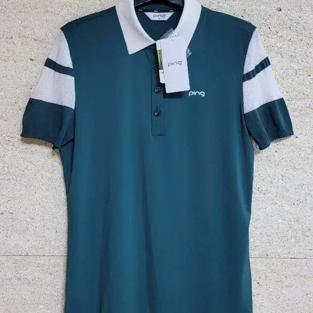 [BUNJANG] PING Women's Knit Sleeve Collar Short Sleeve T-Shirt / 핑 골프 여성 니트 소매 카라 반팔티셔츠 (새상품)