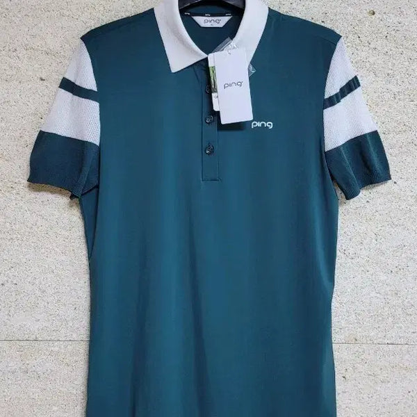 [BUNJANG] PING Women's Knit Sleeve Collar Short Sleeve T-Shirt / 핑 골프 여성 니트 소매 카라 반팔티셔츠 (새상품)