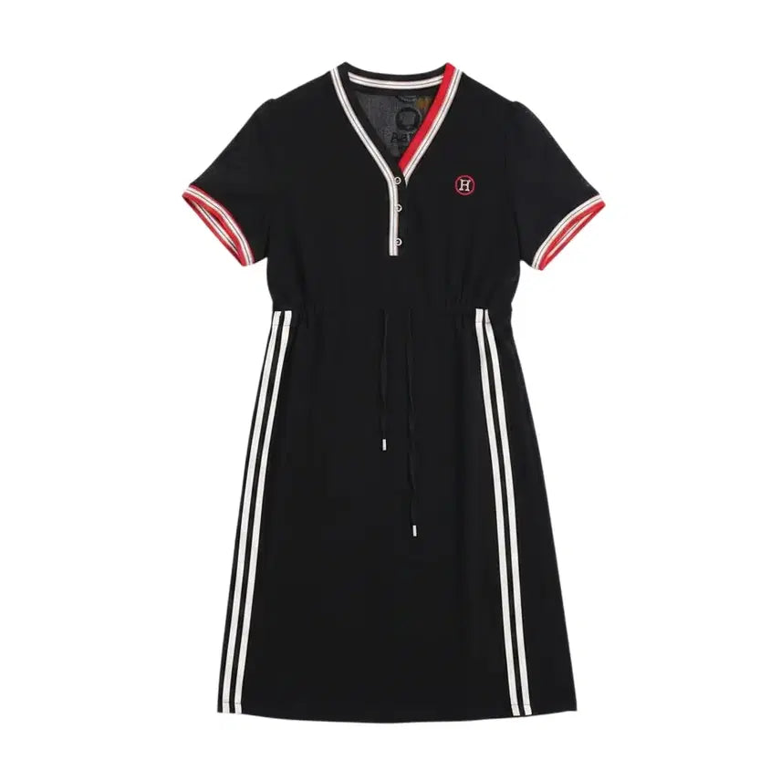 [BUNJANG] Women's Sporty Short-Sleeve Color-Block Dress BK 37-11 / 여성F/ 스포티 반팔 배색 원피스 BK 37-11