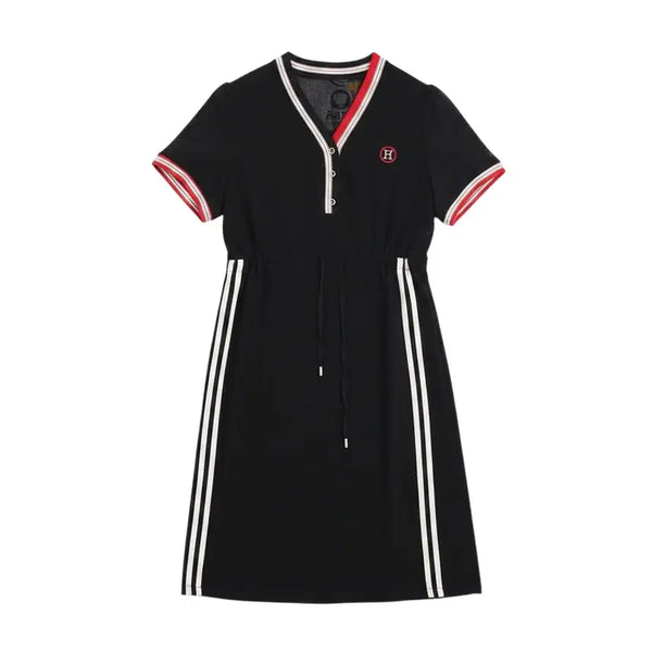 [BUNJANG] Women's Sporty Short-Sleeve Color-Block Dress BK 37-11 / 여성F/ 스포티 반팔 배색 원피스 BK 37-11