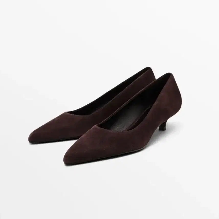 [BUNJANG] Massimo Dutti Suede Kitten Heel Pumps Burgundy 39 (US 9) / [1회 착용] 마시모두띠 스웨이드 키튼힐