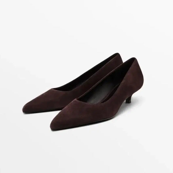 [BUNJANG] Massimo Dutti Suede Kitten Heel Pumps Burgundy 39 (US 9) / [1회 착용] 마시모두띠 스웨이드 키튼힐