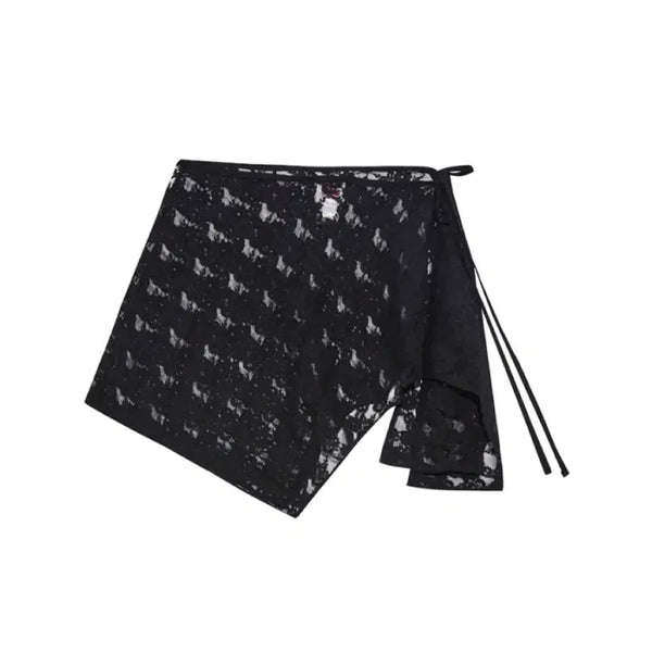 [BUNJANG] Fragfarm Floral Lace Wrap Skirt Black / 프래그팜 플로럴 레이스 랩 스커트 블랙