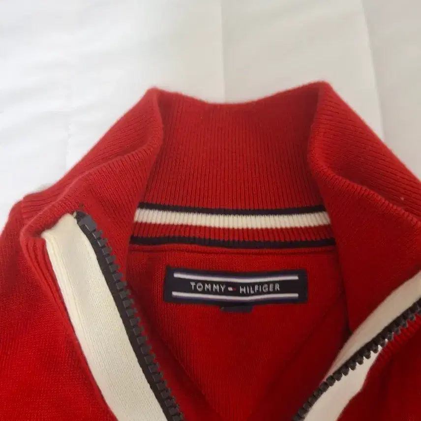[BUNJANG] Tommy Hilfiger Zip-Up Sweater Red / 타미힐피거 집업 스웨터 레드