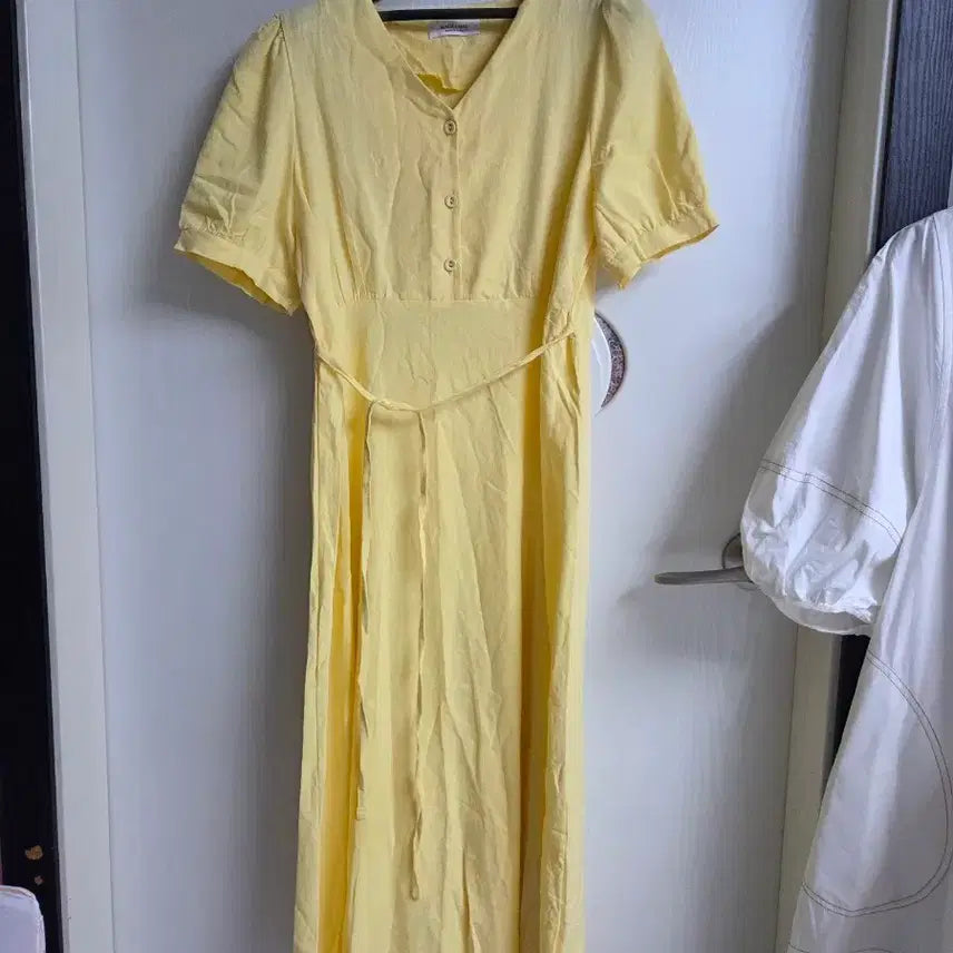 [BUNJANG] Linen Blend Yellow Long Dress / 린넨혼방 옐로우  원피스