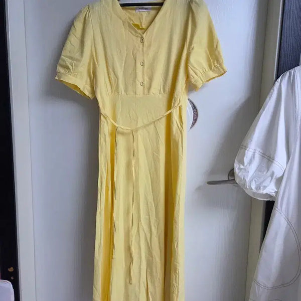 [BUNJANG] Linen Blend Yellow Long Dress / 린넨혼방 옐로우  원피스