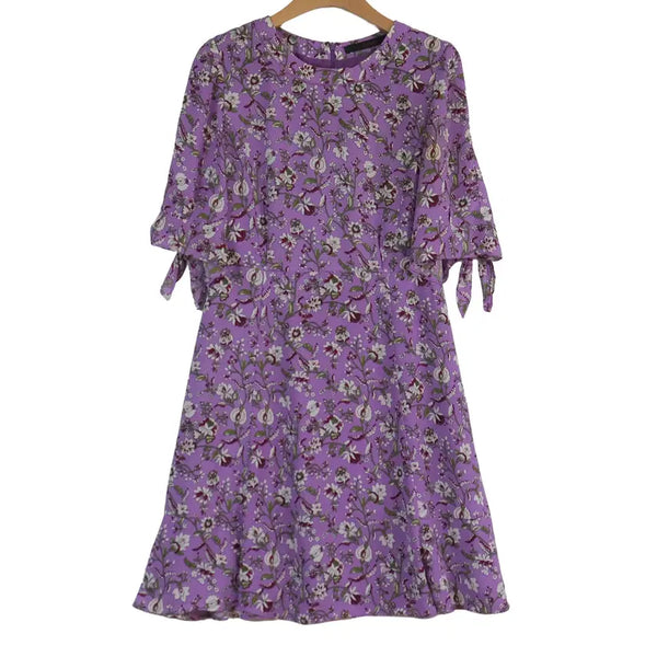 [BUNJANG] SOUP Purple Floral Chiffon Dress - Size 55 / SOUP 플라워 원피스 55 퍼플 쉬폰 하객룩 원피스