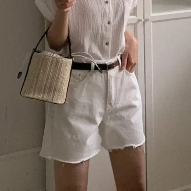 [BUNJANG] White Cutoff Denim Shorts / ~30)화이트컷팅반바지 새거 13000(세일)