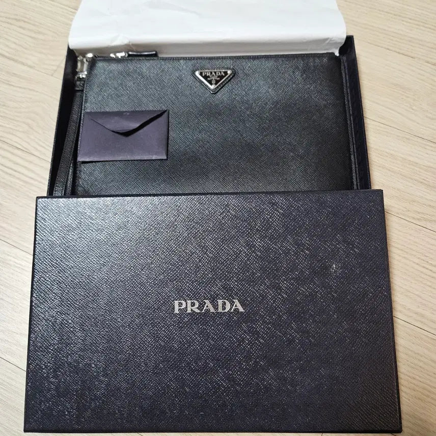 [BUNJANG] Prada Saffiano Triangle Logo Clutch Bag Full Set / (금일급매)2NH005 프라다 사피아노 삼각로고 클러치백 풀셋