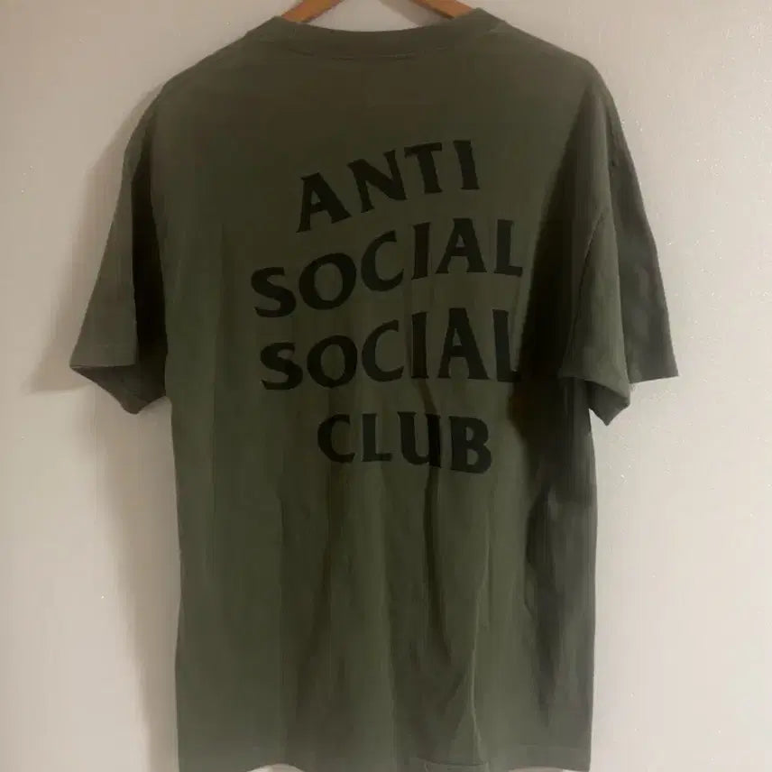 [BUNJANG] Anti Social Social Club Weathered USA T-Shirt Khaki L / 안티소셜소셜클럽 웨더드 USA 반팔 카키 L