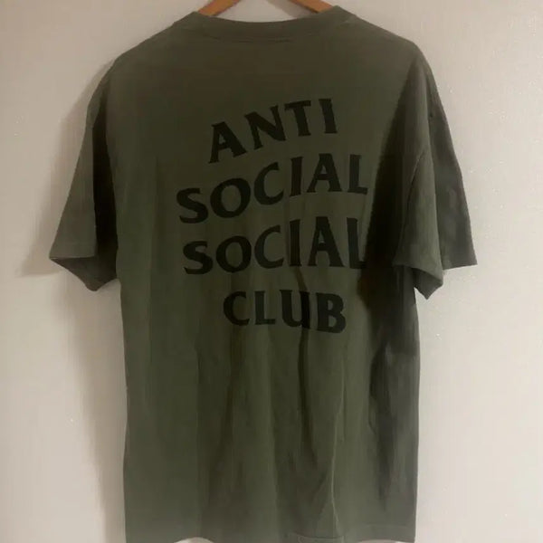 [BUNJANG] Anti Social Social Club Weathered USA T-Shirt Khaki L / 안티소셜소셜클럽 웨더드 USA 반팔 카키 L