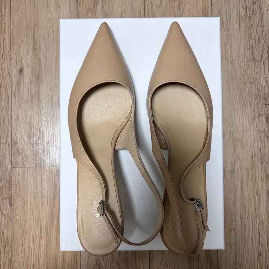 [BUNJANG] NEUTE x Sojean Collaboration Nude Leather Pointed Toe Slingback Shoes / [미착용 새제품] Neute 소쟌 슬링백 누드