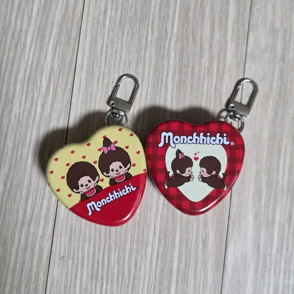 [BUNJANG] Monchhichi Heart Tin Case Keyring / 몬치치 하트 틴케이스 키링
