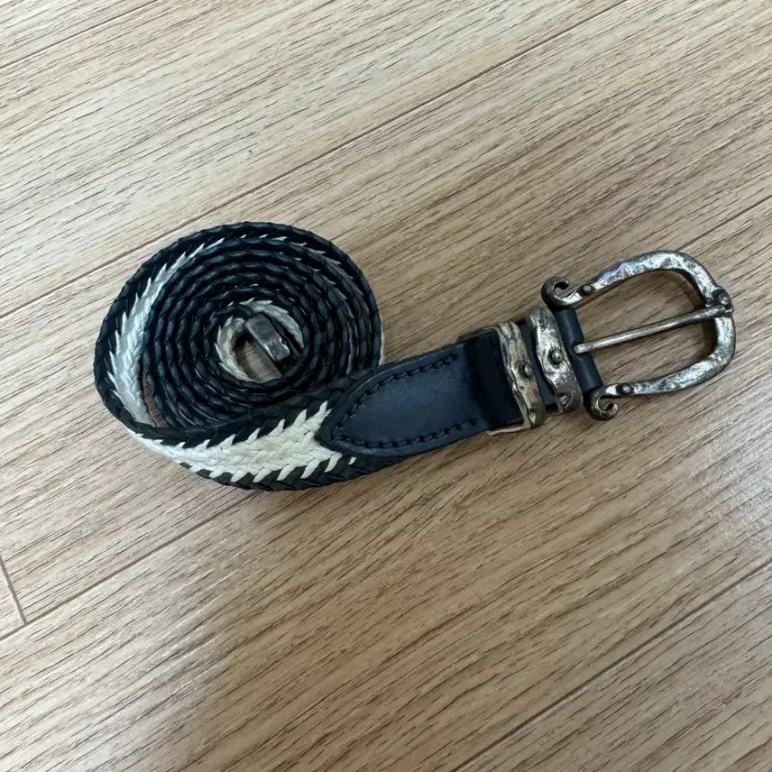 [BUNJANG] Tiberio Maretti Woven Belt White/Navy / 티베리오페레티 위빙벨트 화이트/네이비
