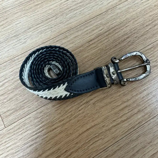 [BUNJANG] Tiberio Maretti Woven Belt White/Navy / 티베리오페레티 위빙벨트 화이트/네이비