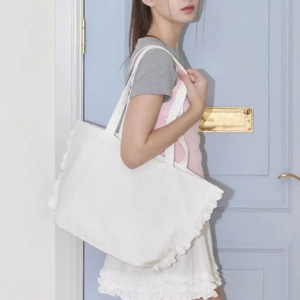 [BUNJANG] Alkialka Ruffle Trim Bag White / 알키알카 러플백 화이트 새상품 (69000원)