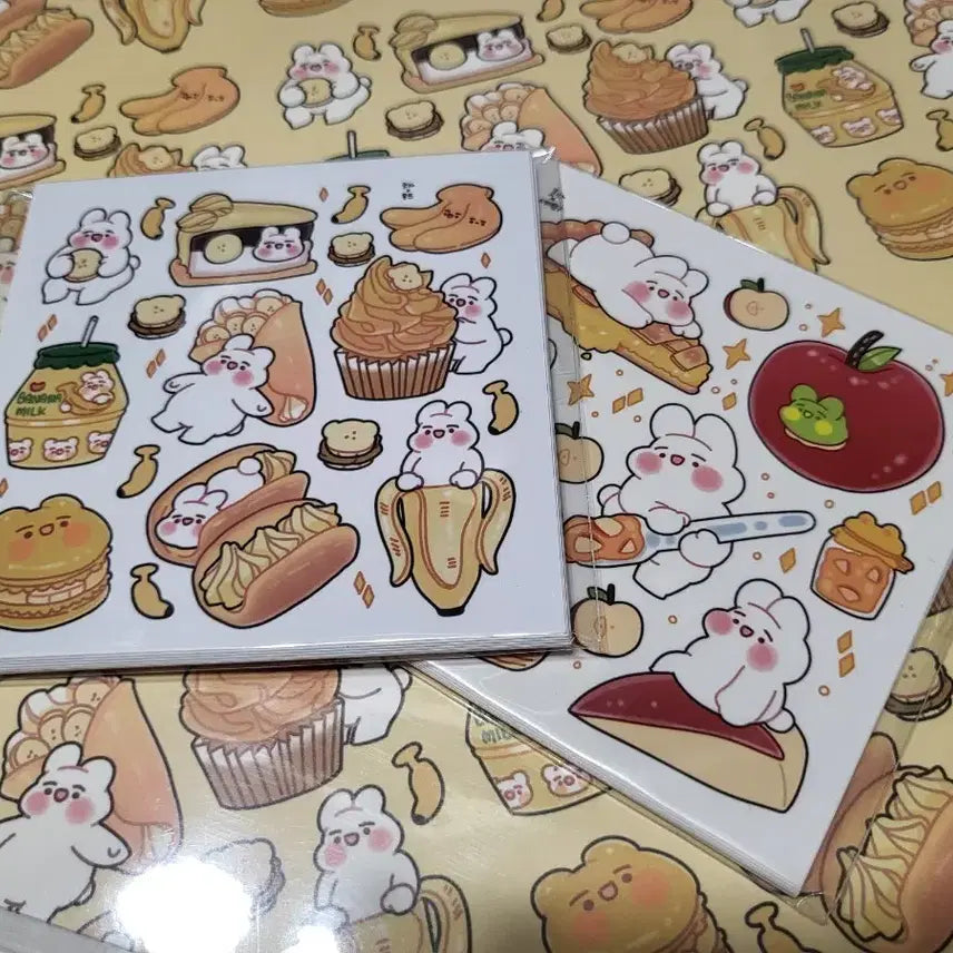 [BUNJANG] Dubu Ttungba A4 Wrapping Paper & Stickers Bundle Set / 두부 인스 랩핑지