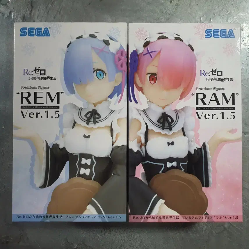 [BUNJANG] Re:Zero Sega Premium 1.5 Ver. Ram & Rem Figure Set / 리제로 피규어 - Sega 프리미엄 1.5 버전 렘, 람 세트