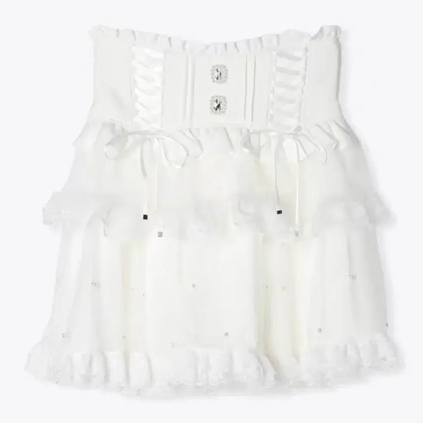 [BUNJANG] Noemie Big Ribbon Lace Pearl Skirt / 노에미 빅리본 레이스 진주 스커트 양산형지뢰계리즈리사로지타시크릿허니