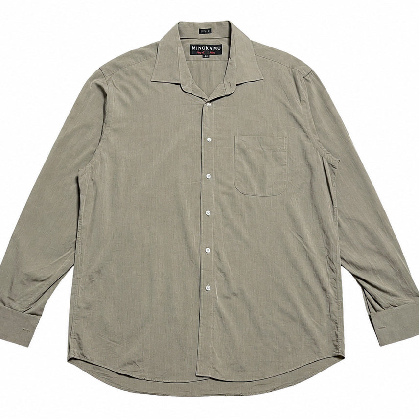 [BUNJANG] MINOKAMO Vintage Y2K Khaki Beige Cotton Shirt / JPN 90s~00s 일본 빈티지 Y2K 아메카지 카키베이지 코튼 셔츠