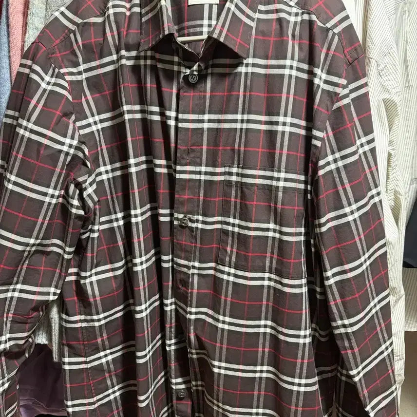 [BUNJANG] Burberry Check Shirt Burgundy XL / 버버리 체크 셔츠