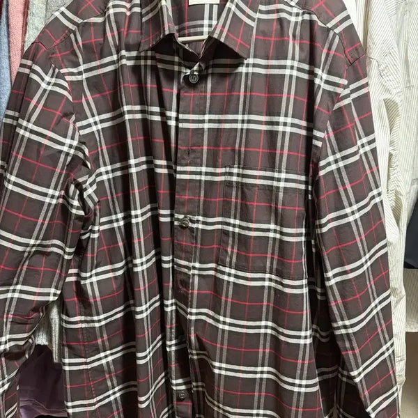 [BUNJANG] Burberry Check Shirt Burgundy XL / 버버리 체크 셔츠