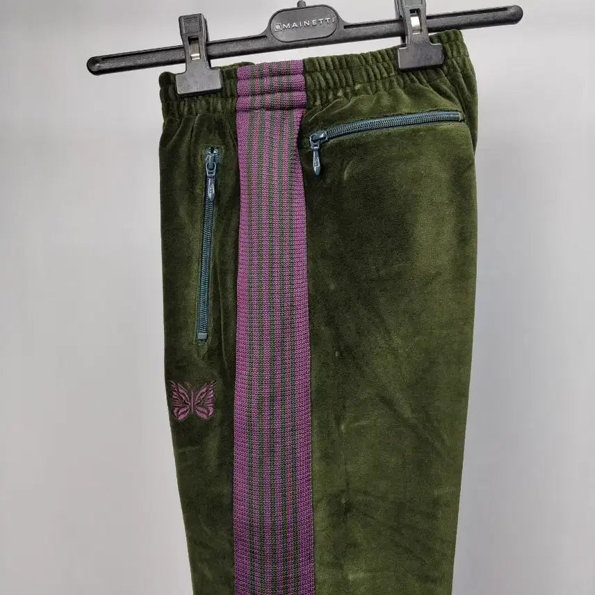[BUNJANG] Needles Velour Track Pants Olive/Purple XS / 니들스 트랙팬츠 벨루어 올리브/퍼플 xs