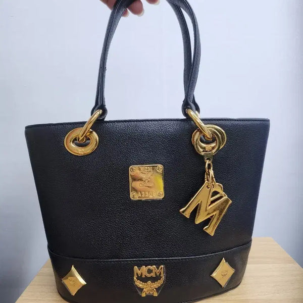 [BUNJANG] MCM Black Tote Bag with Gold Hardware / 정품 MCM가방