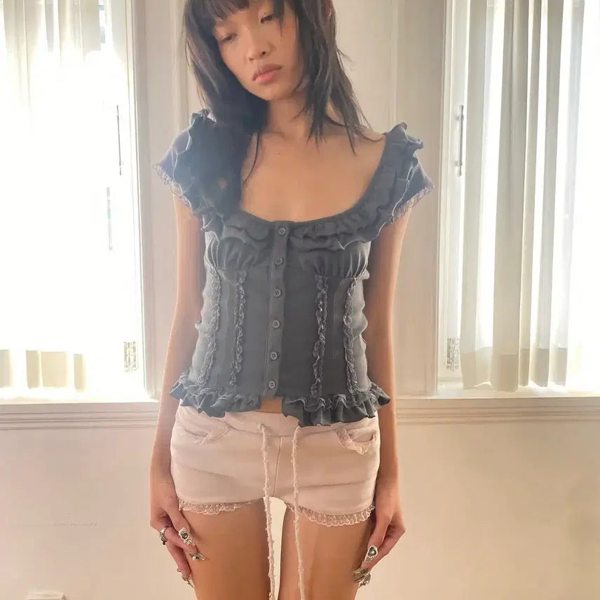 [BUNJANG] Loose Sleepover Soft Ruffle Blouse / 루즈슬립오버 소프트 러플 블라우스