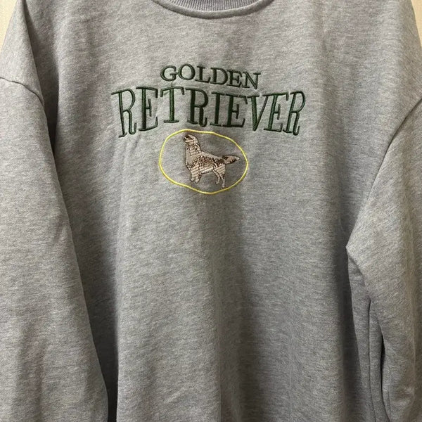 [BUNJANG] Golden Retriever Embroidery Sweatshirt / 골든 리트리버 자수 맨투맨