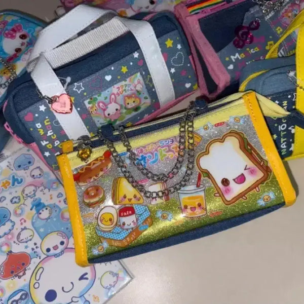 [BUNJANG] Heisei Memory Happy Lunch Sandwich Denim Pen Case Pouch / 헤이세이 메모리 하피 런치 샌드위치 삼각 데님 펜 케이스 파우치