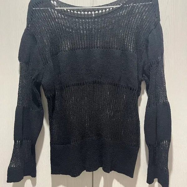 [BUNJANG] Black See-Through Knit / 블랙 시스루 니트