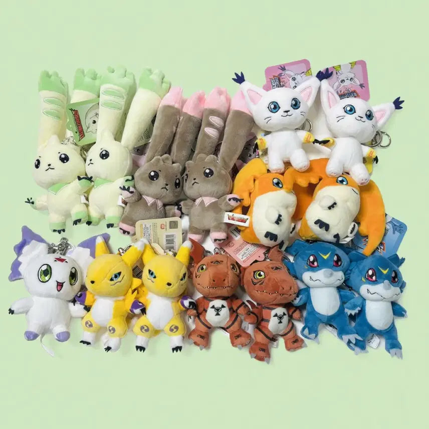 [BUNJANG] Digimon Plush Keychains (Assorted Characters) / 최다수량+랜덤키링 )  디지몬 인형 키링 / 동글몬 브이몬 레나몬