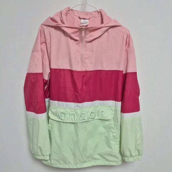 [BUNJANG] Andar Hooded Windbreaker Jersey - Pink/Mint / 안다르 후드 바람막이 져지 핑크/민트
