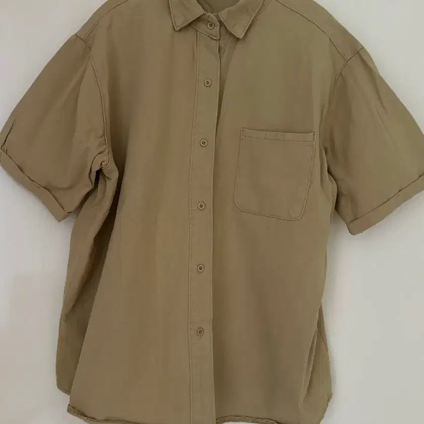 [BUNJANG] Dark Beige Short-Sleeve Shirt / 진베이지 반팔 남방