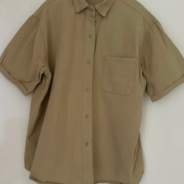 [BUNJANG] Dark Beige Short-Sleeve Shirt / 진베이지 반팔 남방