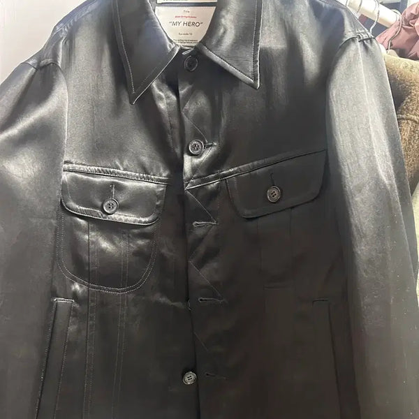 [BUNJANG] DAIRIKU Satin "MY HERO" Jacket Black (M) / 다이리쿠 DAIRIKU Satin jacket black (M)