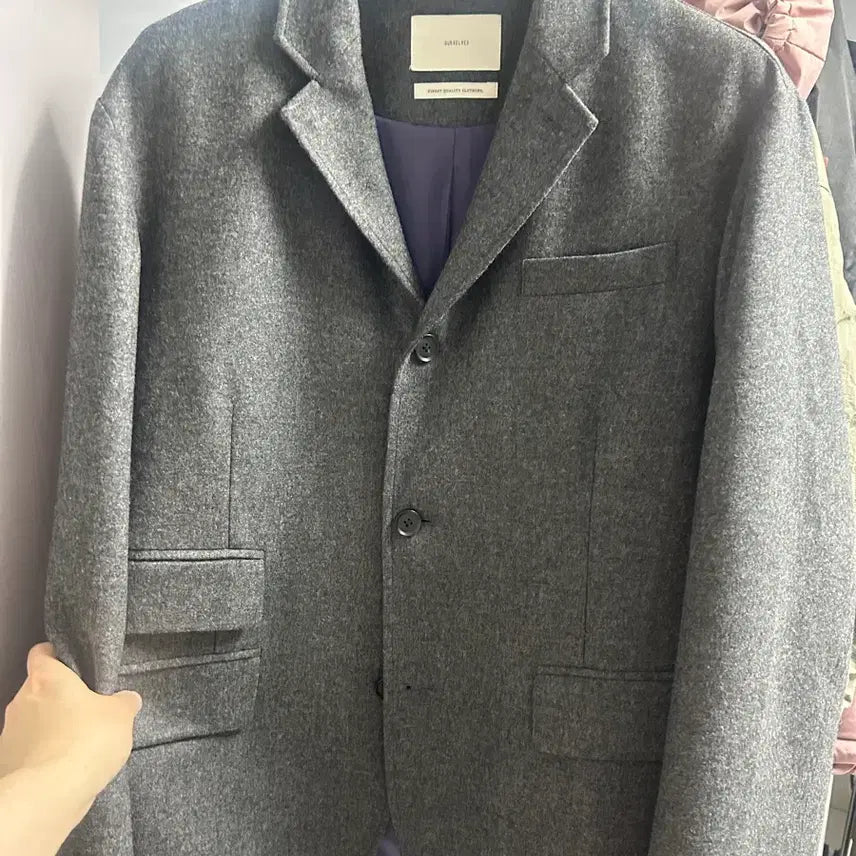 [BUNJANG] Our selves Fine Wool Slumber Jacket Charcoal / 아워셀브스 파인울 슬럼버 자켓 차콜