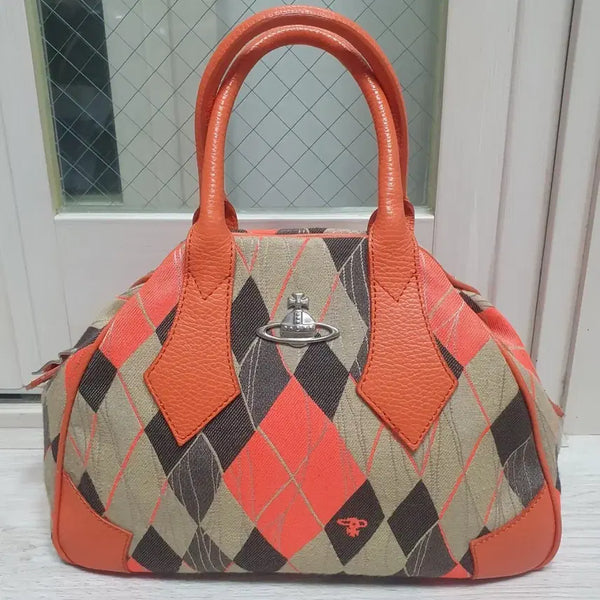 [BUNJANG] Vivienne Westwood Orange Argyle Tote Bag / (정풍)비비안웨스트우드 오렌지 아가일 토트백