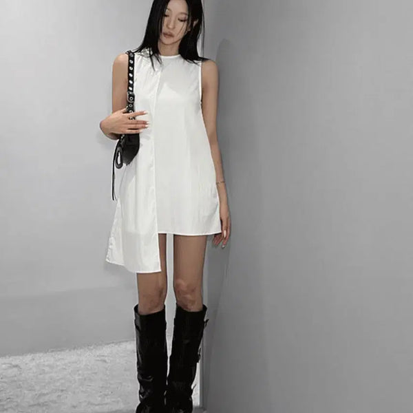 [BUNJANG] VIVNLUV Asymmetrical Hem Sleeveless Dress Black Ivory / [새상품]VIVNLUV 비브앤러브 셀리 언발 원피스 블랙 아이보리 하객룩