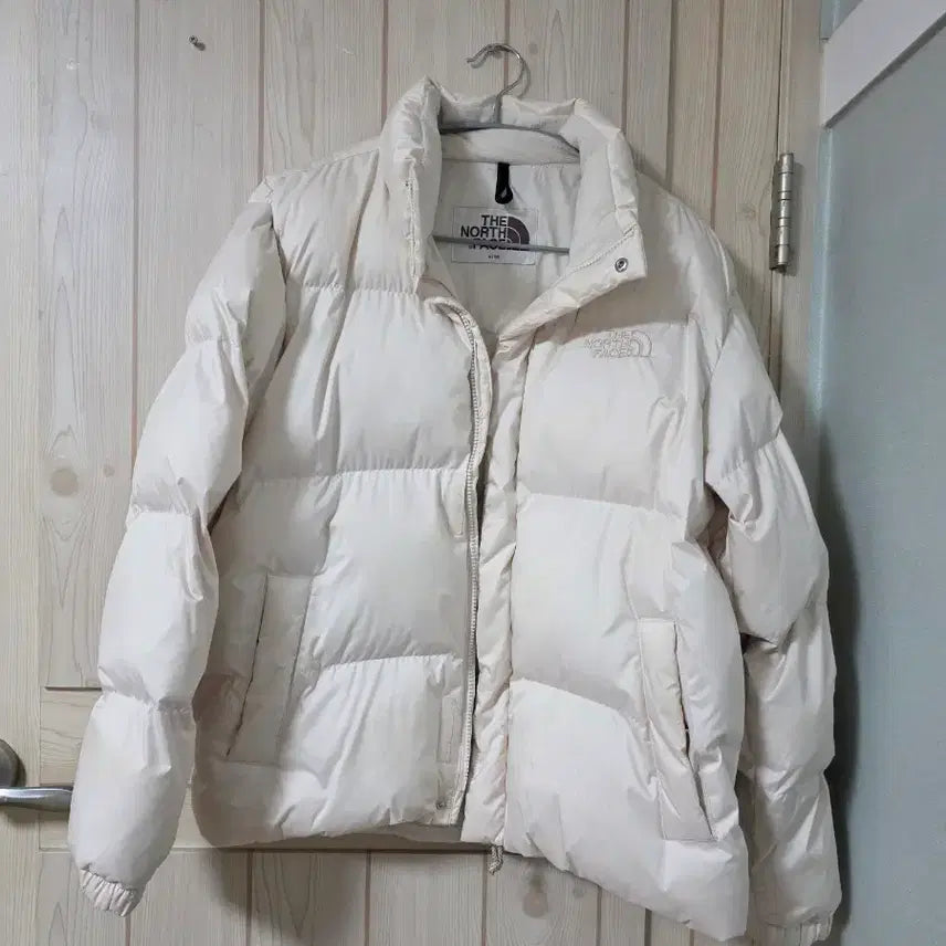 [BUNJANG] The North Face White Label Riverton Padded Jacket / 노스페이스 화이트라벨 리버턴 아이보리 온볼 숏패딩 90 S