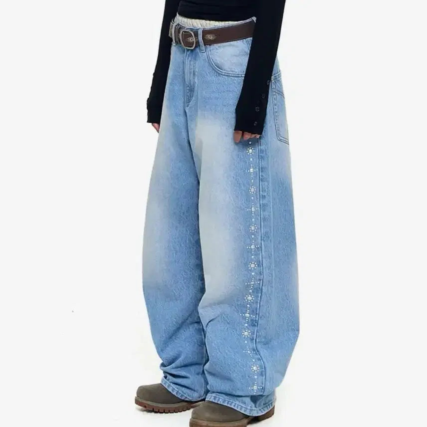 [BUNJANG] Arkham Rhinestone Denim Pants / 아캄 라인스톤 데님팬츠