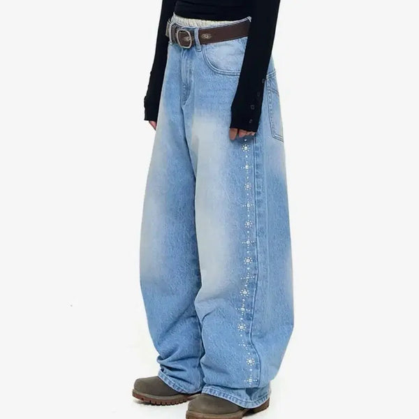 [BUNJANG] Arkham Rhinestone Denim Pants / 아캄 라인스톤 데님팬츠