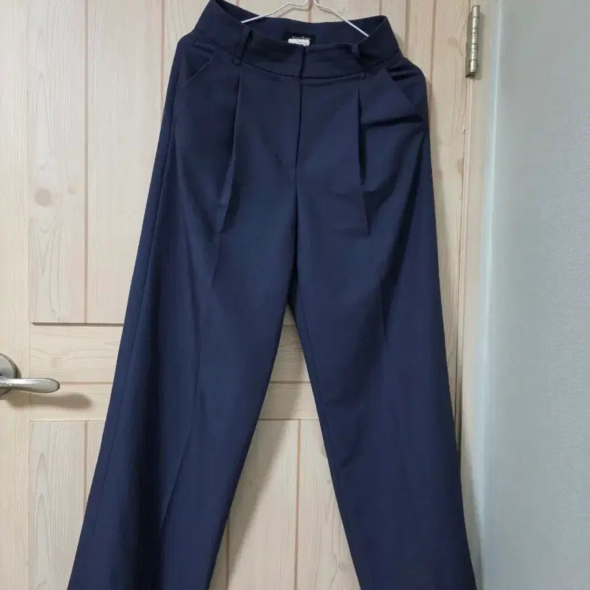 [BUNJANG] ROEM Navy Wide High-Waist Slacks S / 로엠 네이비 와이드 하이웨스트 슬랙스 S