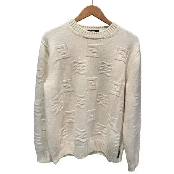 [BUNJANG] Fendi Ivory FF Logo Knit Sweater Size 56 / 56 / 펜디 FF로고 아이보리 니트