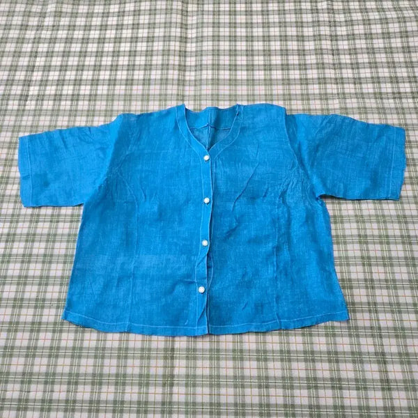 [BUNJANG] Linen Blend Shirt Cardigan - Blue / 23ㅡ모시 셔츠 가디건 ㅡ66ㅡ77