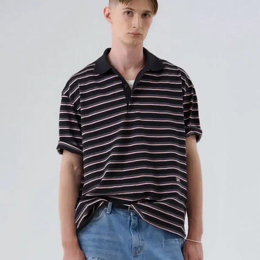 [BUNJANG] Winder Stripe Polo Shirt - Medium (New) / 윈더 스트라이프 폴로티 M 새상품.